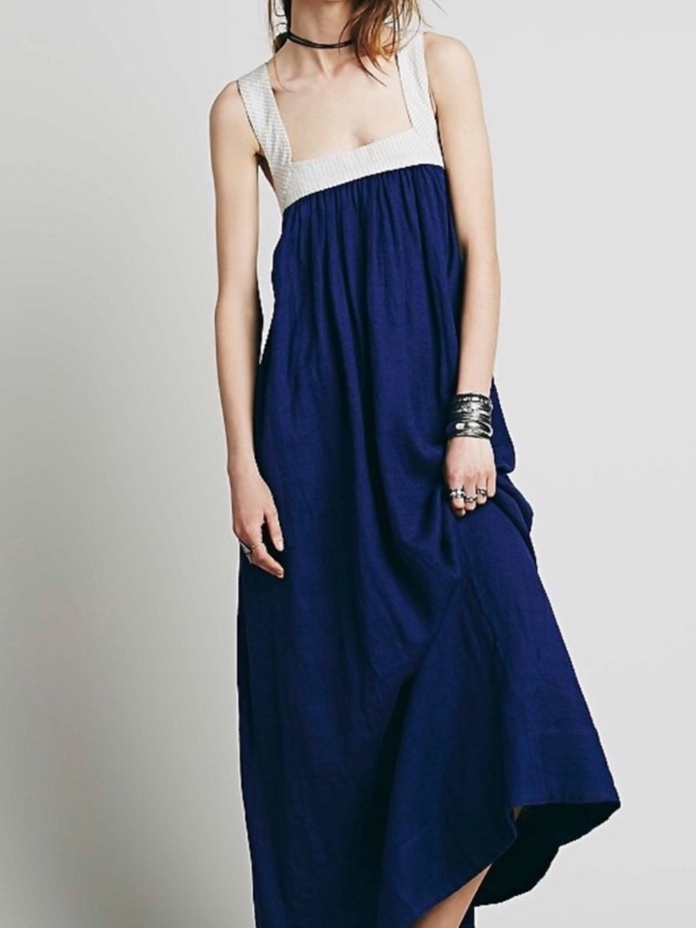Free People Softly Structured cotton linen maxi Dress small